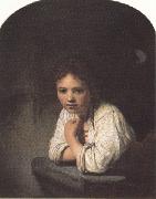 REMBRANDT Harmenszoon van Rijn Girl leaning on a window-sill (mk33) oil on canvas